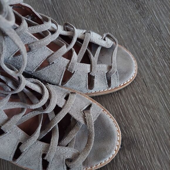 Jeffrey Campbell Corwin Lace Up Suede Block Heel Bootie Sandal 10 - Picture 9 of 12